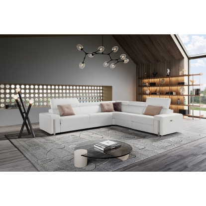 Lamod Italia Bogart Italian Modern White Leather Sectional Sofa Bed with Recliner White Sectional Sofa 80994 VGNT-BOGART-WHT
