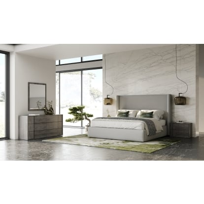 LA Furniture Queen Byrne + Asus Modern Grey Fabric + Elm Grey 4-Piece Bedroom Set VGEVVG713-GRY-4PC-Q Contemporary Style by Vig Furnitrue Number 85656 Catch Home Goods