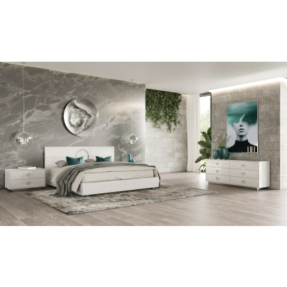 A&X Ovidius + Victoria Modern White Crocodile Lacquer Bedroom Set White Bedroom Set 83447|83448|83449 VGUN-OVIDVICT-SET-WHT