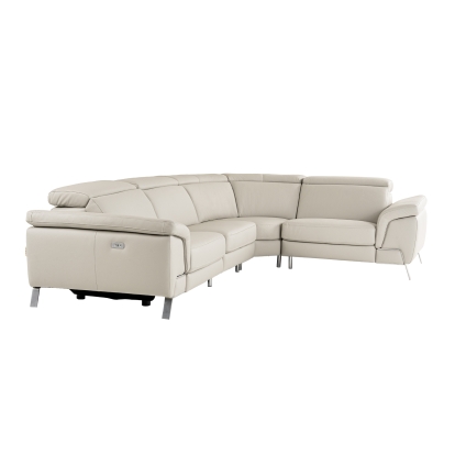 Lamod Italia Mini Wonder Italian Modern Grey Leather Sectional Sofa with Recliner Grey Sectional Sofa 81731 VGDTWONDER-GRY