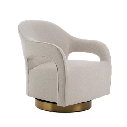 Modrest Worley Modern Beige Fabric + Gold Swivel Accent Chair Beige Accent Chair 82493 VGRH-RHS-AC-556-BGE