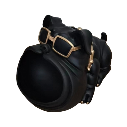 Modrest Dog With Open Mouth Modern Black + Gold Sculpture Black Sculpture 81336 VGTH-235334