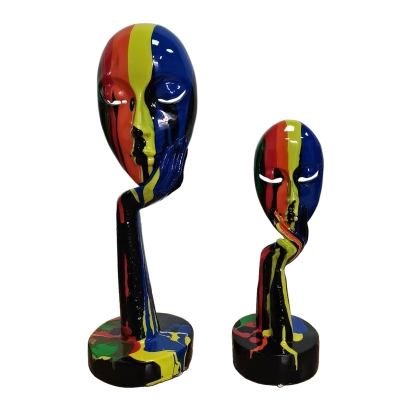 Modrest Rainbow Face Modern Multi-Color Sculpture (Set of 2) Multi-Toned Sculpture 81339 VGTH-235343