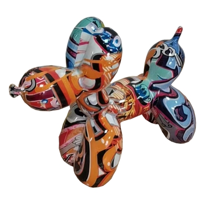 Modrest Graffiti Balloon Dog Modern Multi-Color Sculpture Multi-Toned Sculpture 81337 VGTH-235335