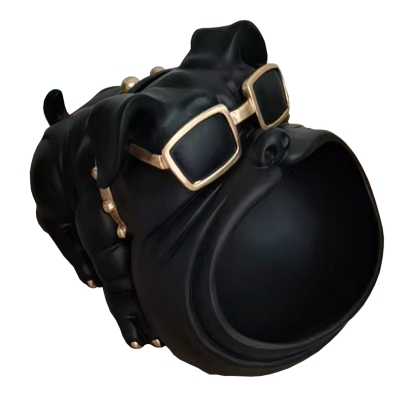 Modrest Dog With Open Mouth Modern Black + Gold Sculpture Black Sculpture 81336 VGTH-235334