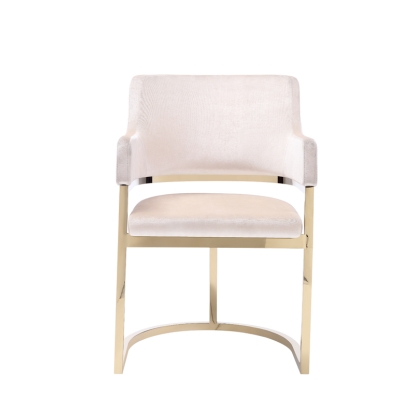 Modrest Tulsa Modern Cream Velvet & Gold Dining Chair Off-White Dining Chair 75354 VGZAY607-CRM
