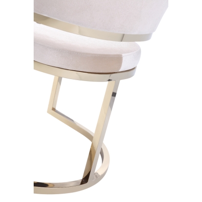 Modrest Tulsa Modern Cream Velvet & Gold Dining Chair Off-White Dining Chair 75354 VGZAY607-CRM
