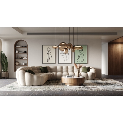 Divani Casa Yolonda Modern Beige Curved Sectional Sofa Sectional Sofa 80143 VGEV-2126B-LGB-SECT