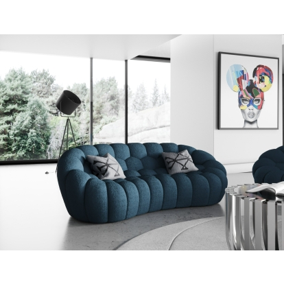 Divani Casa Yolonda Modern Curved Dark Teal Fabric Loveseat Blue Loveseat 80362 VGEV2126C-LOVE-C-15