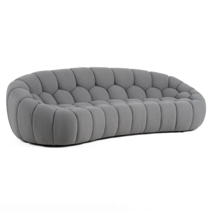 Divani Casa Yolonda Modern Curved Light Grey Fabric Sofa Light Grey Sofa 81391 VGEV2126C-SOFA-C-07