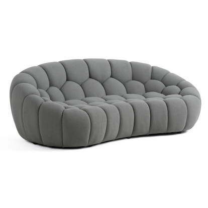 Divani Casa Yolonda Modern Curved Light Grey Fabric Loveseat Light Grey Bed 81392 VGEV2126C-LOVE-C-07