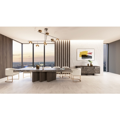 LA Furniture Yukon Modern Beige Bonded and Antique Brass Dining Chair VGVC-B8362 Contemporary Style by Vig Furnitrue Number 72262A Catch Home Goods