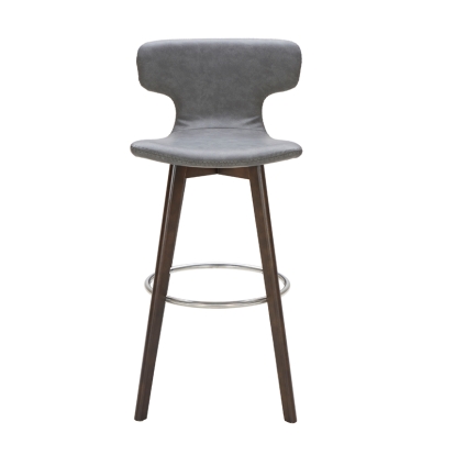 LA Furniture Zach Mid-Century Dark Grey Eco-Leather Bar Stool VGKKY1252-DKGRY Contemporary Style by Vig Furnitrue Number 72707 Catch Home Goods