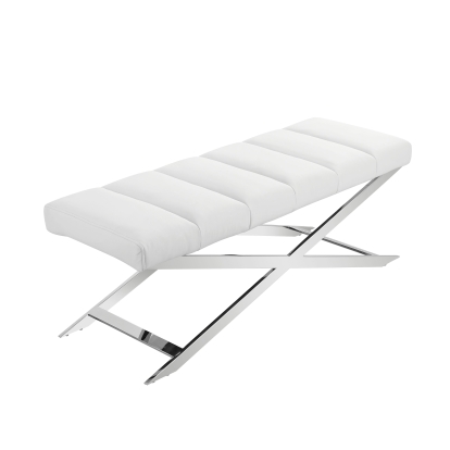 Modrest Xane Contemporary White Vegan Leather Bench White Bench 79513 VGGAGA-8648BE-WHT-BENCH