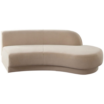 Diamond Sofa ZELDARCLCA Zelda Right Facing Curved Chaise Light Camel Performance Velvet