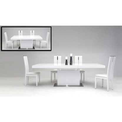 Zenith Modern White Extendable Dining Table Oak Dining Table 14553 VGGU841XT-WHT