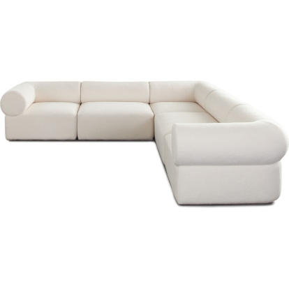 Diamond Sofa ZIA3SC2ACIV Zia 5 Piece Corner Sectional Ivory Sherpa Fabric