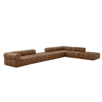 Divani Casa Everest Modern Brown Leather Modular Armless Sectional Seat Brown Sectional Sofa 81614 VGOD-ZW-23118-ARM
